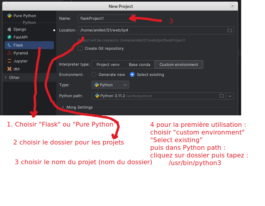 projet de base sur pycharm